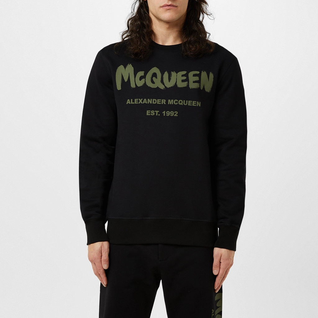 Alexander McQueen Graffiti Sweatshirt - Black/Khaki